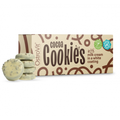 Cocoa Cookies with Milk Cream in a White Coating
