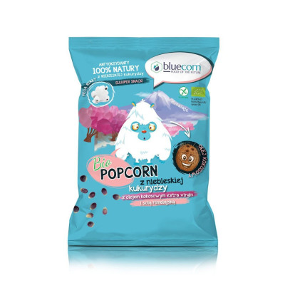 Popcorn z niebieskiej kukurydzy z olejem kokosowym i solą himalajską, bezglutenowy