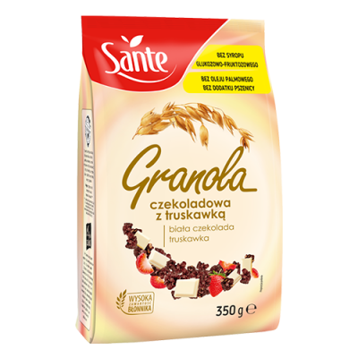 Sante Granola z Białą Czekoladą i Truskawkami